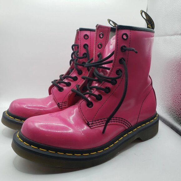 Dr Doc Martens 1460 Y Candy Pink Women's Boots Size 7 US Lace Up - Picture 3 of 12